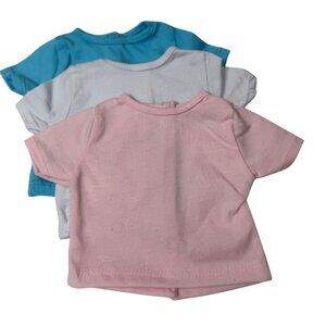 3-Pack 18" Doll Tops Pink, White, Blue Shirts - Velcro Back Pretend Play Clothes